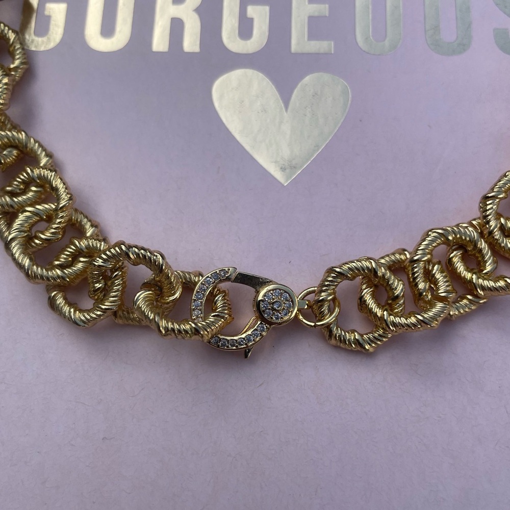 Gold Rope Link Necklace - Women's Fashion Jewelry - Picture 2 of 3